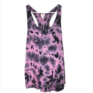 Mossimo Purple & Black Tie Dye Racerback Tunic Tank Size Large
